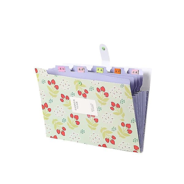 Floral 6 Grid Organ Bag Folder File Bag Data Insert Storage Office Stationery Test