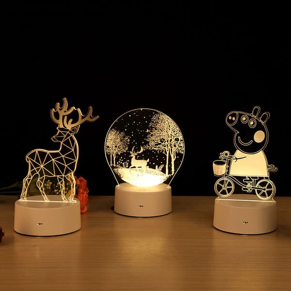 Milu 3D Akryl USB LED-lampe Hjemmedekor Nattlys
