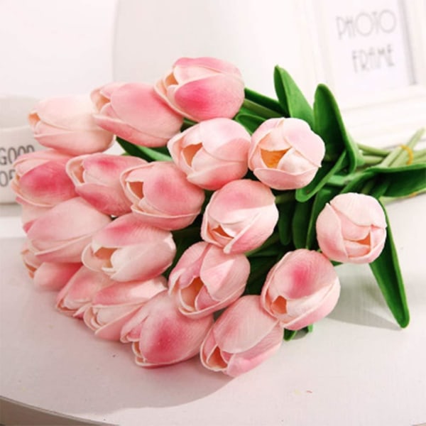 30 stk. Kunstige Tulipan Blomster Mini Kunstige Blomster Bryllup Hjem Dekorationer Til Mor Kone Kæreste Peach pink