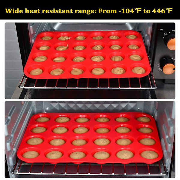 2 stk. Silikon Muffinsform Mini 24 Kopper Cupcakeform, Non-stick Bpa-fri Silikon Bakeform