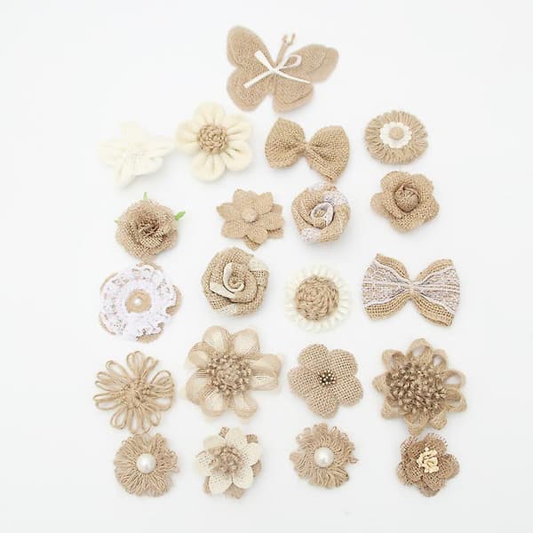 Håndlavede Burlap Blomster Assorteret Burlap Rose Til Bryllupsdekoration L