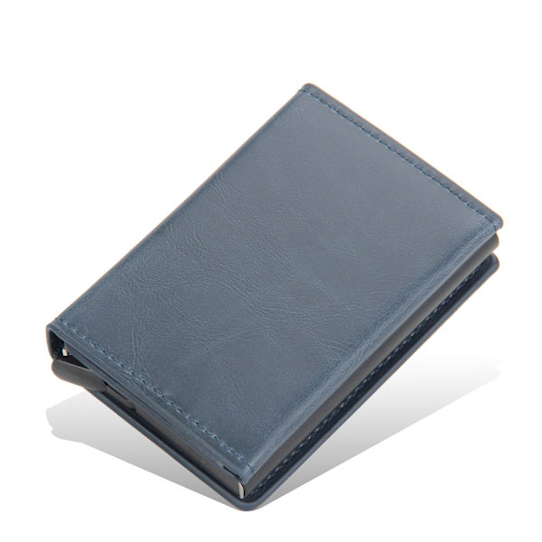 Blå Kreditkortshållare, RFID-blockering, Bifold Plånbok för Män, Äkta Läder, Kreditkorts- och Sedlarförvaring Svart 2