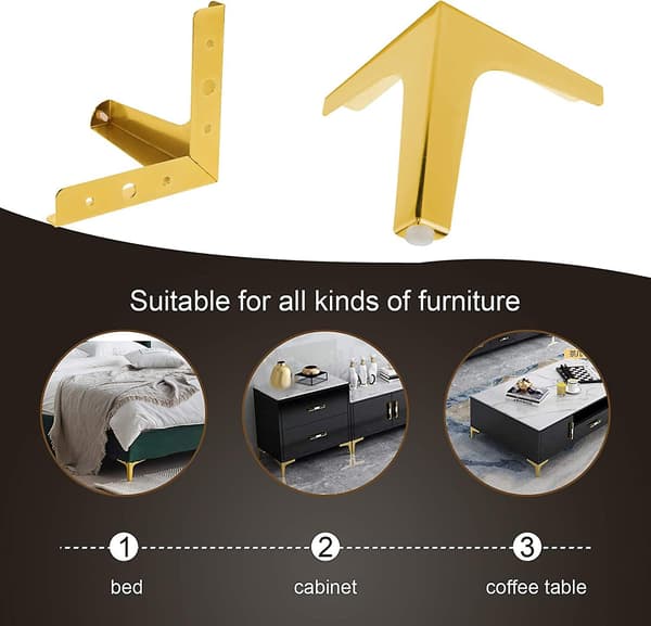 4 stk. Metal Triangle Møbelfødder, Fødder Til Sofa Og Stole, Udskiftning Triangle Skabfødder Til Skab, Sofa, Stol, Sofabord 13cm