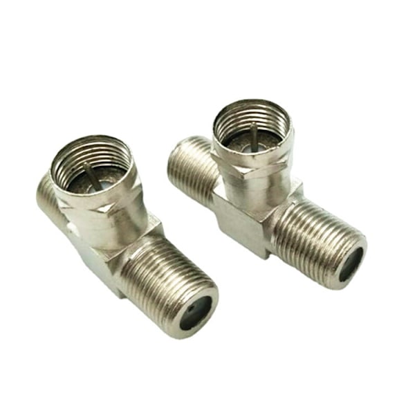 Kabel-tv-tee F-han til 2F-hun konverteringshoved et han til to hun trevejs tommerhoved zinklegering 2 stk.