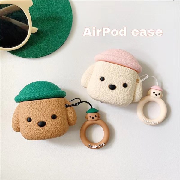 Rosa färg Cartoon hatt hund airpods PRO1 generation 2 generation Apple headset case Bluetooth silikon mjukt skyddande fodral