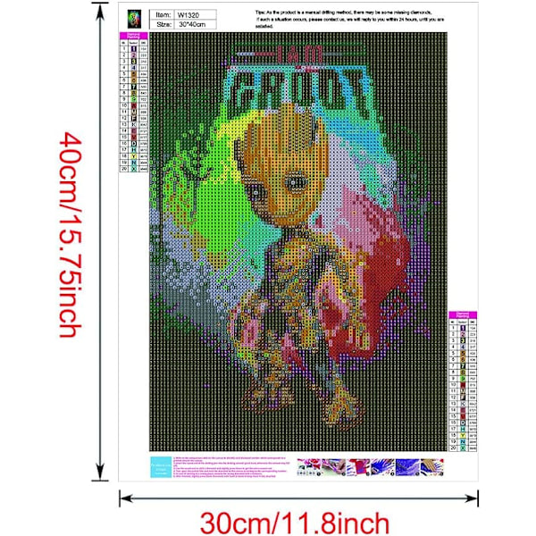 Täysi timanttimaalaus, WOWDECOR Alien Groot timanttimaalaus DIY 5D mosaiikkityö ristipisto numero 30*40cm ilman kehystä