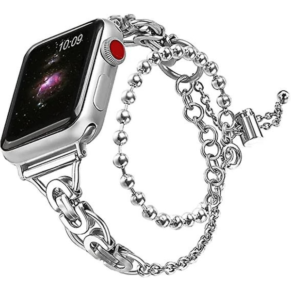 Ruostumattomasta teräksestä valmistettu watch ranneke, joka on yhteensopiva Apple Watch 38/40/41/42/44/45mm kanssa, vaihtorannekehihna SILVER 42 44 45mm