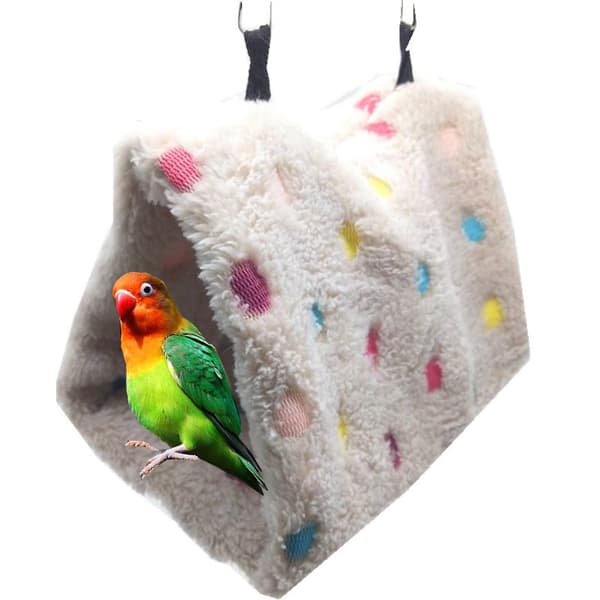 2 triangulära fågelbo i flanell, myna, vinterfågelbo, varmt bomullsbo för husdjur, 28*16*26cm