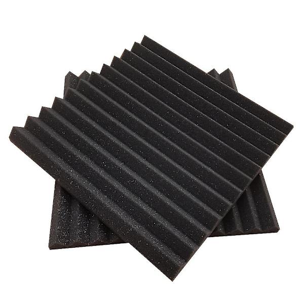 12 stk Lydabsorberende Bomullstrekantede Spor Lyd Isolasjon Lydisolering Skumbrett Black Not Fire Retardant