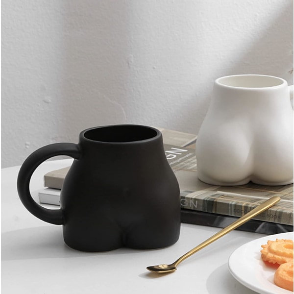Interessant kaffekrus, 3D keramisk kaffekrus, originale gaver til kvinner og menn, personlige gaver til venner, familie og kolleger. Svart