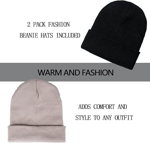 2-pack mössa för män och kvinnor, slouchy mössa, mjuk stickad vintermössa, unisex skidmössa