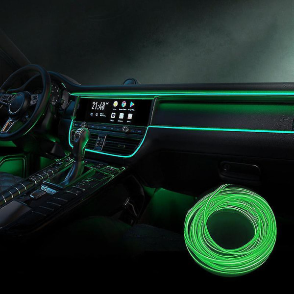 Bil Led interiör Strip Light 3 Meter USB Neon Trådlampor Glödande Ambient Belysning Bildekorationer Interiör Green