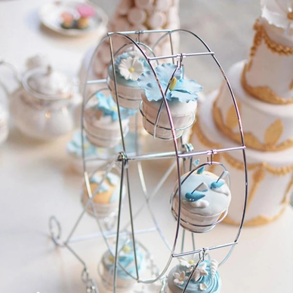 Metallisk pariserhjul cupcake-stativ bryllup bursdagsfest kake stativ display stativ