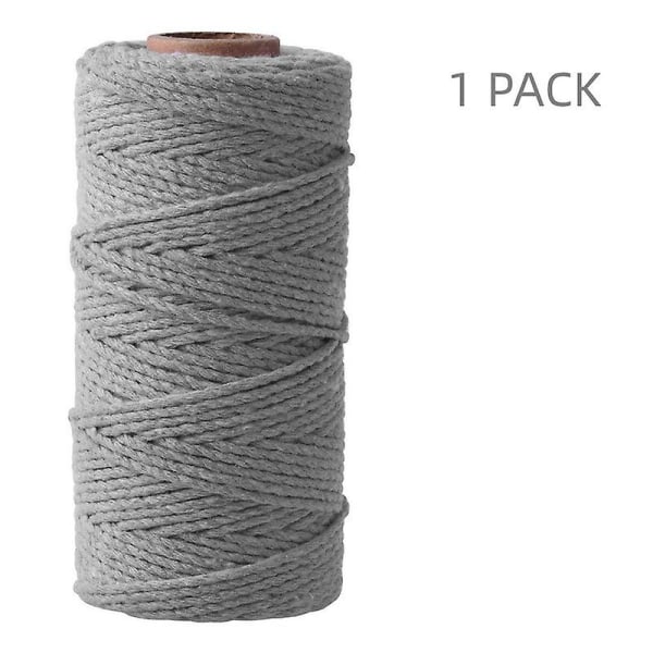 2 mm 100 m bomullssnöre 8-lagers enfärgad juldekorativ tråd för gör-det-själv hantverk Presentbaka inpackning Gray 1 Pack