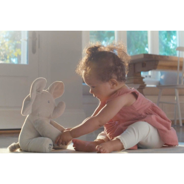 Interaktiv mjuk leksak för bebis – Rör sig, pratar och sjunger på engelska för ditt barns utveckling – Mjuk leksakselefant i storlek 30 cm – Baby leksak 10 månader och +