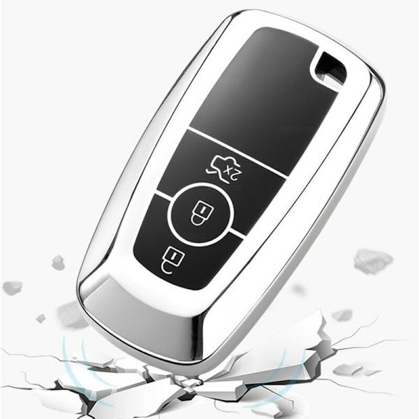 TPU-nyckelskyddsfodral för Ford Mustang F-150 Fusion Explorer Mondeo Ranger Silver