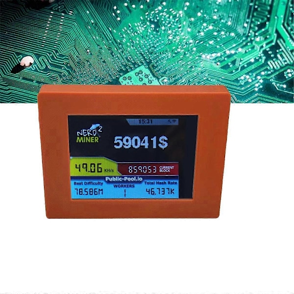 Nerdminer V2 Louhija 56KH/S 2,8 tuuman LCD-näyttö BTC Arpajaislouhija Bitcoin Solo Louhija Nerd Miner Ruskea