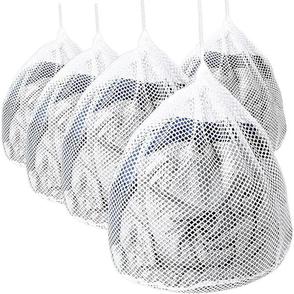 Vaskeripose, 5 vaskeriposer vaskemaskin med snorstopper, gjenbrukbar stor meshpose for vaskeri