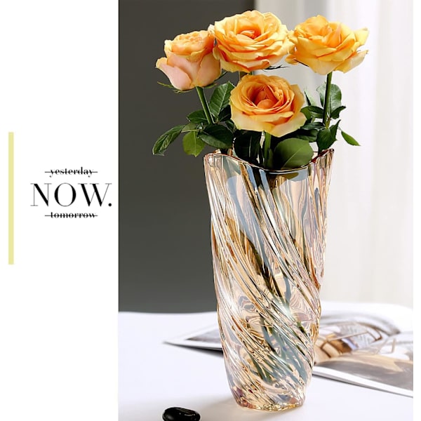 Moderne enkel glassvase nordisk blomst håndlaget H