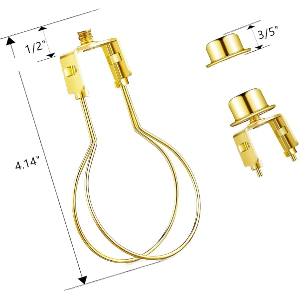 Shade Harp Base Adapter Kit - Inkluderer trim og skyggenivellerer for at holde skyggehardware på plads Pære fjederklemme - 2 pak guld
