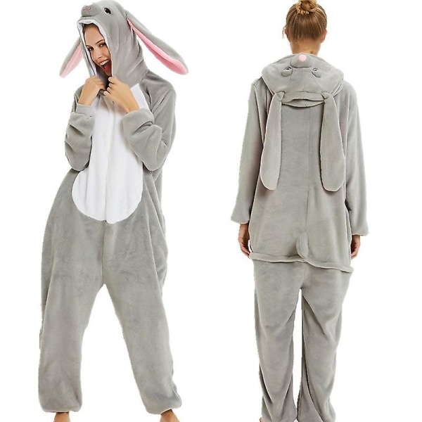 Unisex-flanellieläinpyjama Yksivärinen yöasu Hupullinen yöasu Juhla Cosplay-eläin Siamin pyjama XL