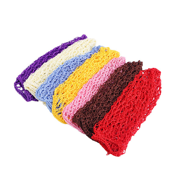 Rød, gul og grønn dusjhette for kvinner og jenter, gjenbrukbar, overdimensjonert, vaskbar, søt og myk, håndlaget heklehårnett imitert rayon kvinners turban N
