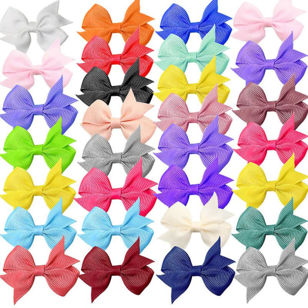20 st/set Nya söta enfärgade bandrosetter hårklämmor för flickor handgjorda rosetter hårnålsklämmor huvudbonader barn hårtillbehör 10 färger Set 1