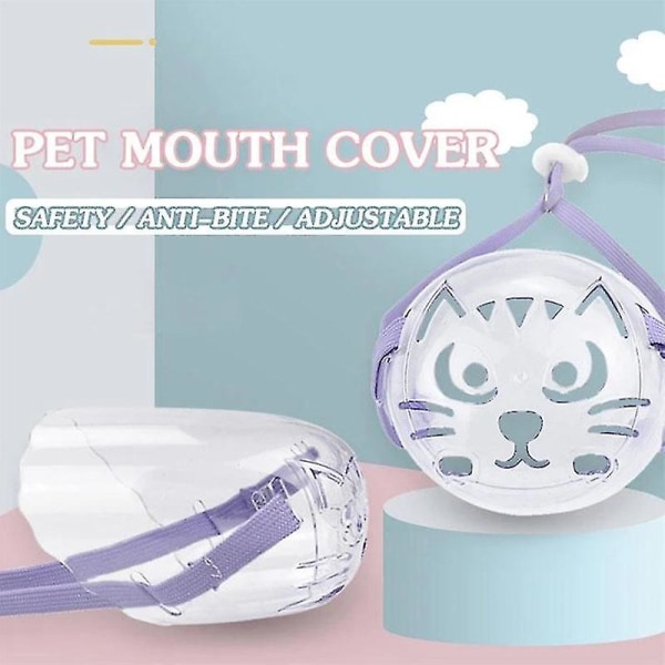 Katte Næseparti Transparent åndbart Katteansigtsdæksel Undgå bidende Grooming Mundbetræk Til Kat Hund Ny S