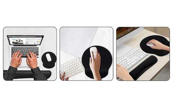 Håndleddsstøtte for tastatur, 3-delt sett med håndleddsstøtte med musematte + musehåndleddsstøtte, ergonomisk håndleddsstøtte og minneskummateriale for datamaskiner