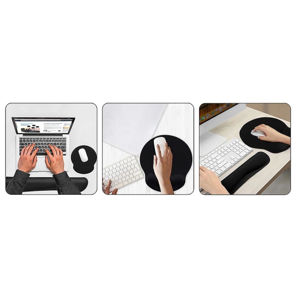 Handledsstöd för tangentbord, 3-delars handledsstöd med musmatta + handledsstöd för mus, ergonomisk handledskudde och minnesskummaterial som passar för dator