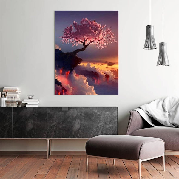Timanttimaalaussetti, aloittelijan 5D timanttitaidesetti aikuisille, DIY pyöreä täysi timanttimaalaus timantit kodin seinäkoristeluun - Puu 12\" X 16\"