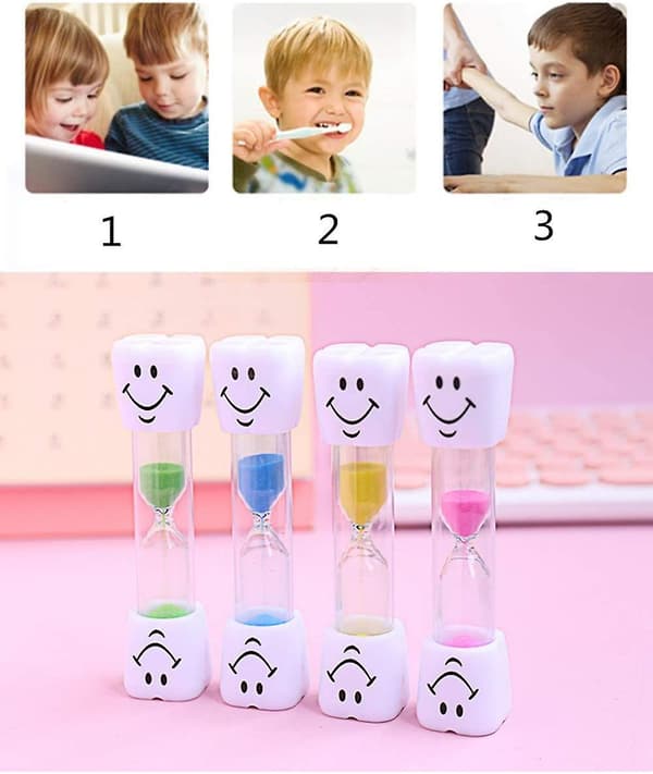 4 stk. Sand Timer Farverige Smiley Timeglas Timer 2 Minutter Børstning Green