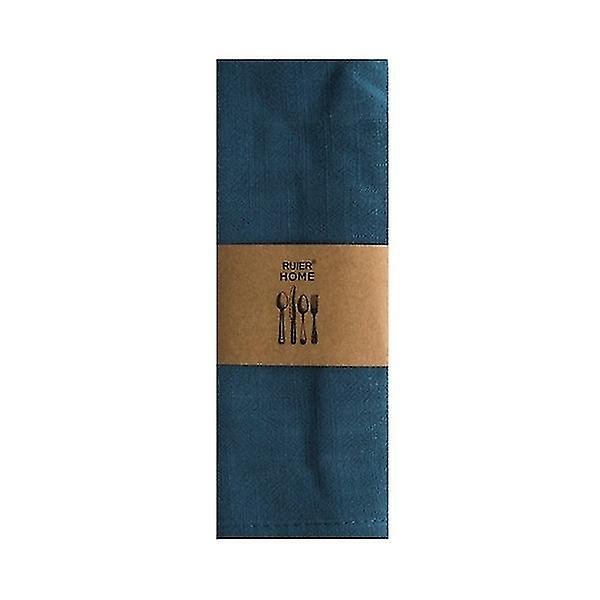 Näsduk Handduk Bomull Linneduk Bordservett Solid Hem Bröllop Navy blue