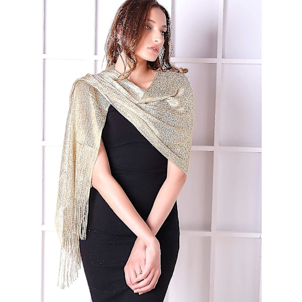 Kvinders Sparkle Sjal Og Wraps Til Festkjoler Guld