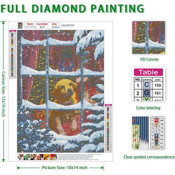 Joulukoira timanttimaalaus joulukuusi DIY 5D timanttitaide setti timanttimaalaus tarvikkeet aikuisille ja lapsille 12x16 tuumaa