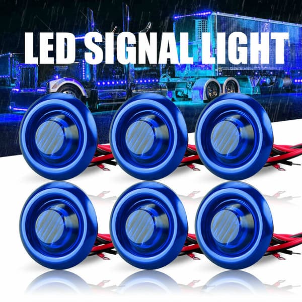 10x 3/4\" Blå Runde Bullet LED Side Marker Lights Trailer Truck Båt