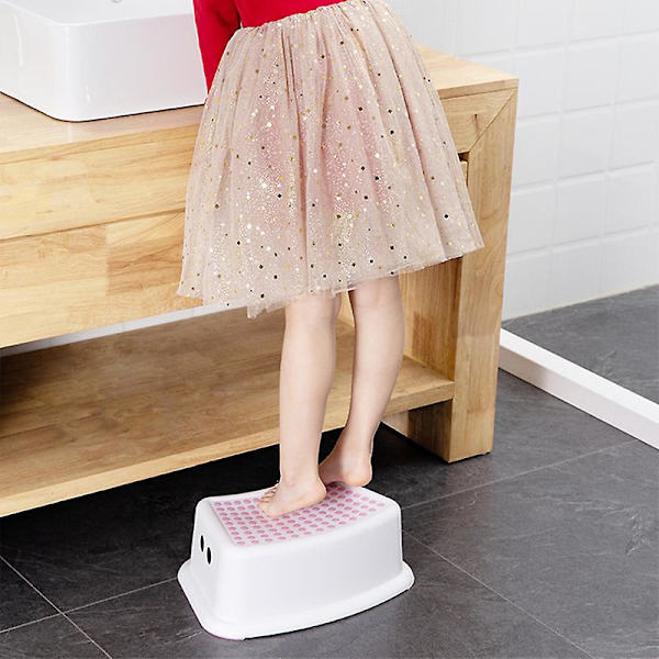 Lasten kylpyhuoneen askeljakkara, tukeva askel, liukumaton jakkara, taaperoiden jakkara potalle harjoitteluun ja keittiön käyttöön Light pink