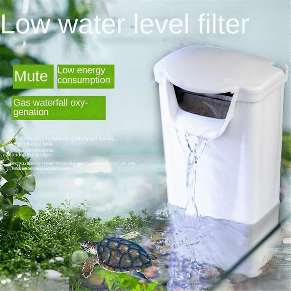 Lågvattennivåfilter Litet Akvarium Sköldpadds Akvarium Vattenfall Grundvatten Tyst Cirkulationsfilter Pump
