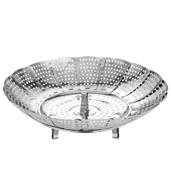 Dampinnsats – Dampkurv med sammenleggbart håndtak i rustfritt stål - 37,5x 8 cm