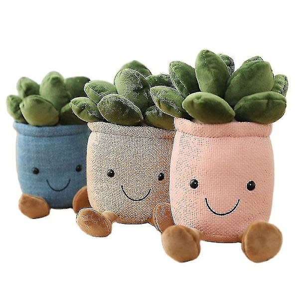 Livagtige sukkulent planter plys udstoppede ornamenter potteplanter pude gave boligindretning Beige