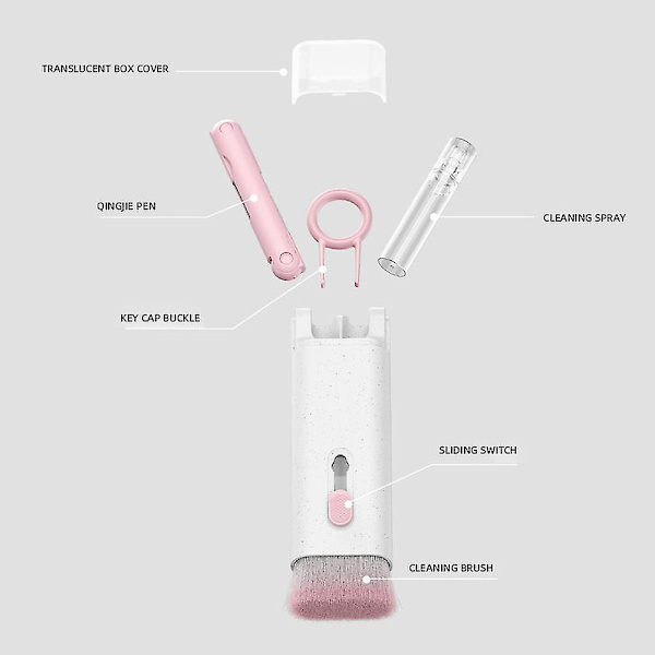 Bluetooth-headset rengöringspenna multifunktionell bärbar tangentbord headset dator rengöringsset Pink