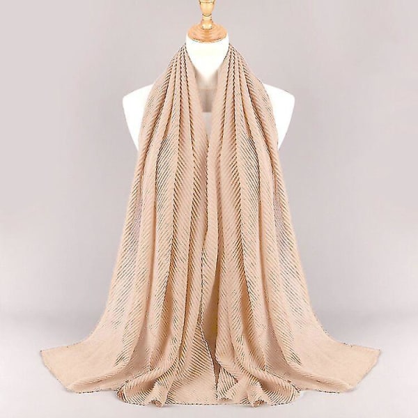 Ny mote twill preget rynket skjerf, bomull og lin hodeplagg, dame hodeplagg, skjerf Khaki