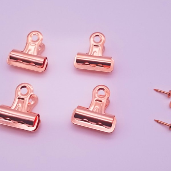 30 st 25 mm metall ox huvudklämma, fjäderklämma, kontorsmaterial, imitation guld + roséguld