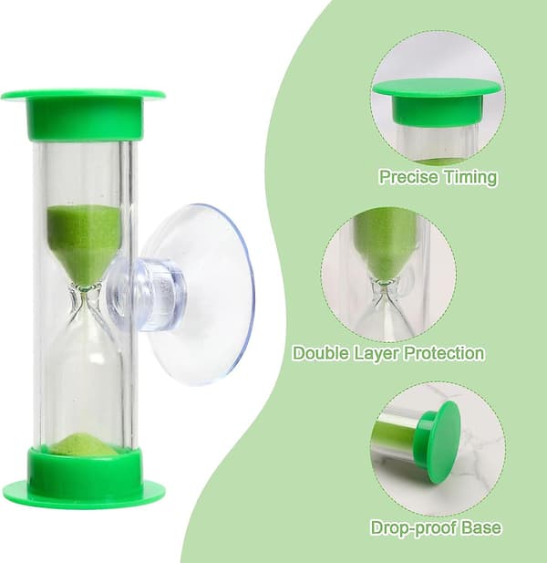 Sand Timer For Kids, 2 Pieces Timers With Suction Cup, 3 Minutes Teeth Brushing Time Display, Kitchen Timer Egg Timers For Kids Teeth Brushing School,