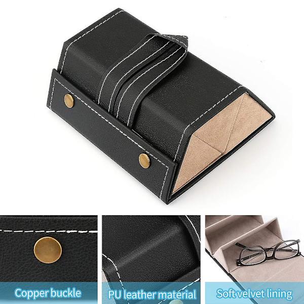 Briller Opbevaringsboks, 3-slot Briller Opbevaringsboks Briller Display Opbevaringsarrangørboks Pu Læder Solbriller Briller Black