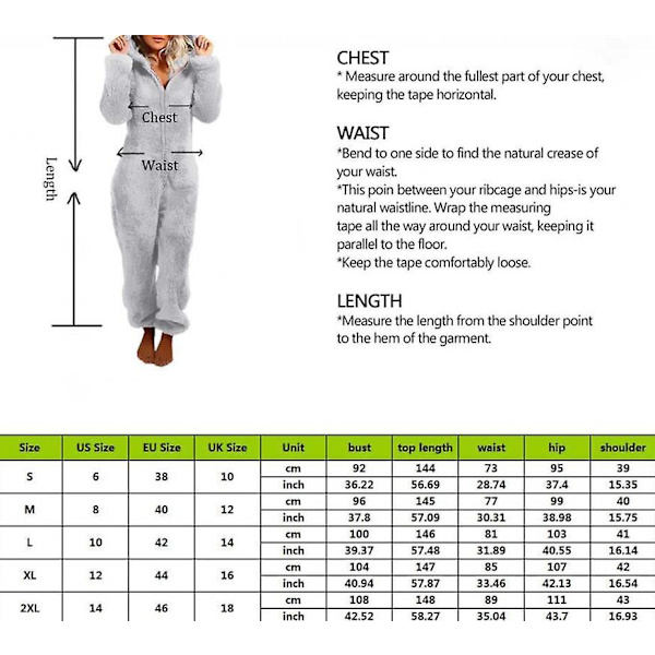 Dam vinter fluffig fleece huvtröja all in one jumpsuit Gray L