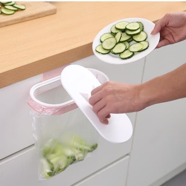 Gul bærbar plastpose til kjøkkenavfall, krokholder, buffer, sliping