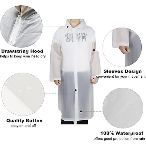 Återanvändbara regnponchos med huvor och ärmar Lätt regnkläder Black