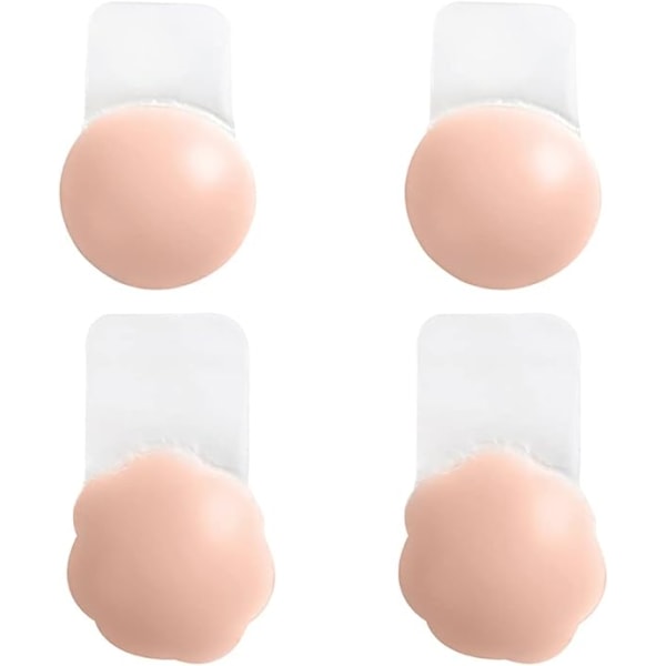 6,5 cm-Push-up bröstvårtskydd Självhäftande och återanvändbart silikon cover Självhäftande bh Axelbandslös rygglös osynlig kronblad för aftonbröllopsklänning