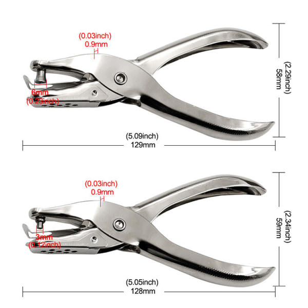 Metal hulning 12,5 cm, Ø 6 mm cirkler Hulning 1 - 8 sider udstanset papir